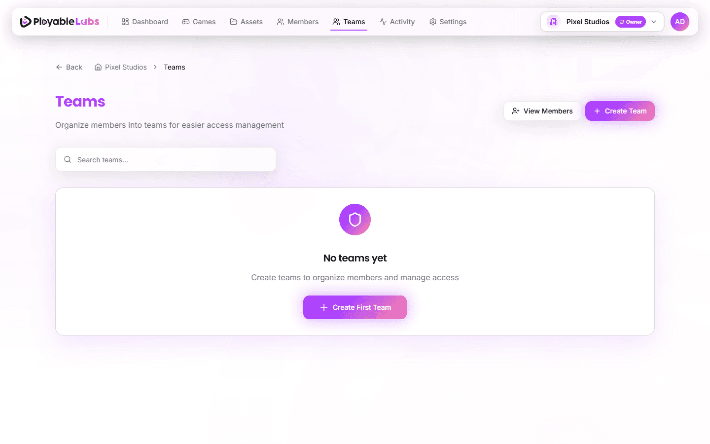 Teams Page